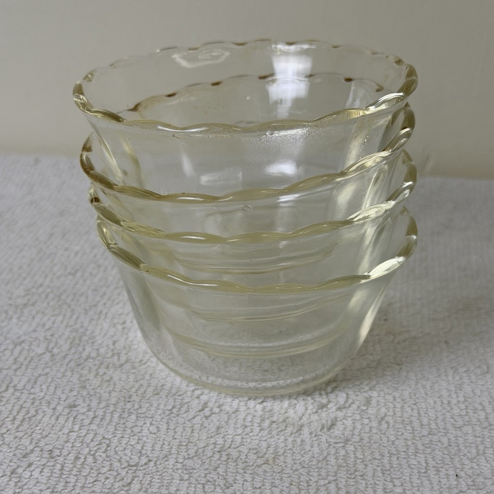 Fire King #426 Custard Cups (4) 6 oz Dessert Bowl Scalloped Rim Vintage MCM
